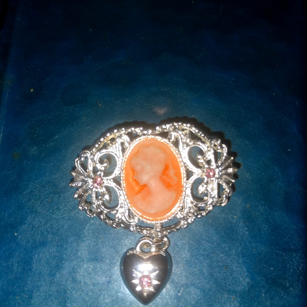 Vintage Silver Celluloid left facing cameo